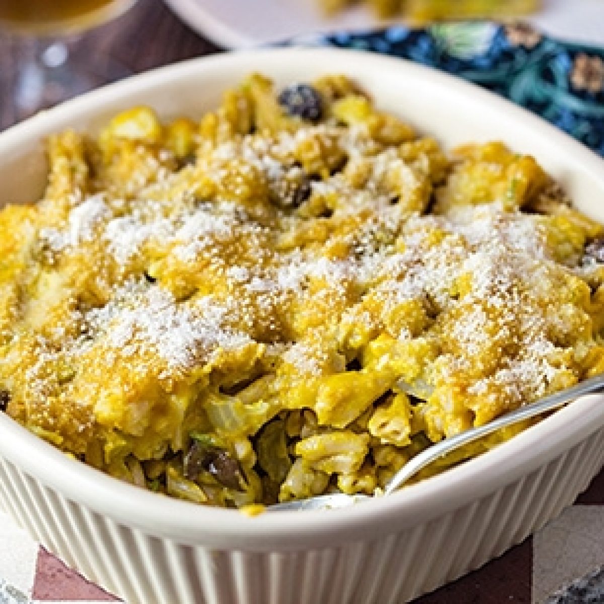 Pasta-gratinada-horno-coliflor-olivas-tomate-seco-besciamelle-calabaza