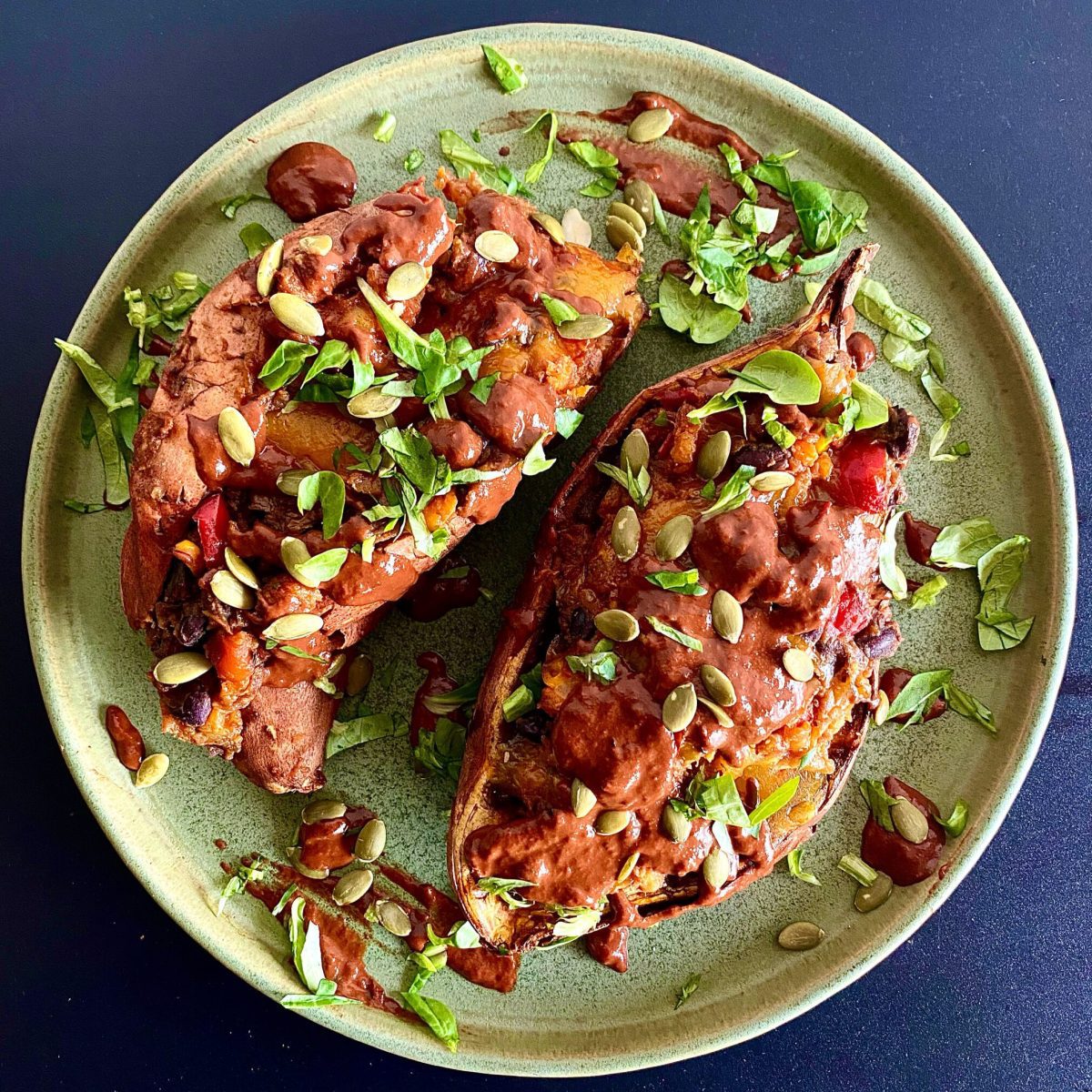 Boniato relleno mexicano